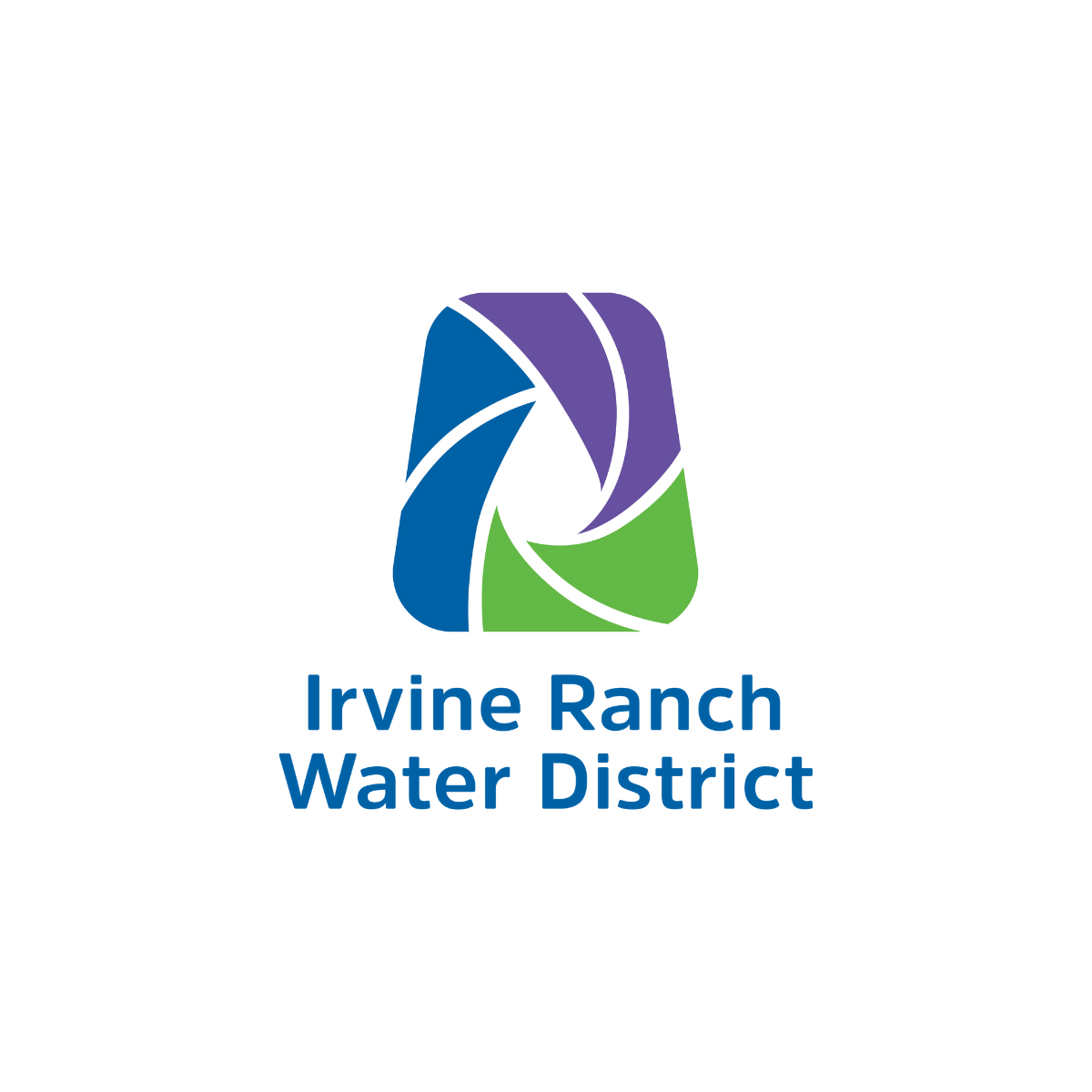 Irvine Ranch Water District Logo. Logo colors are blue, green and purple.